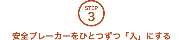 STEP3 安全ブレーカーをひとつずつ「入」にする