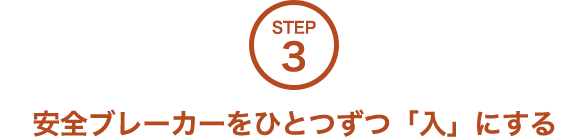 STEP3 安全ブレーカーをひとつずつ「入」にする